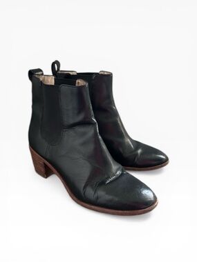 Madewell The Frankie Black Leather Chelsea Booties Size 8